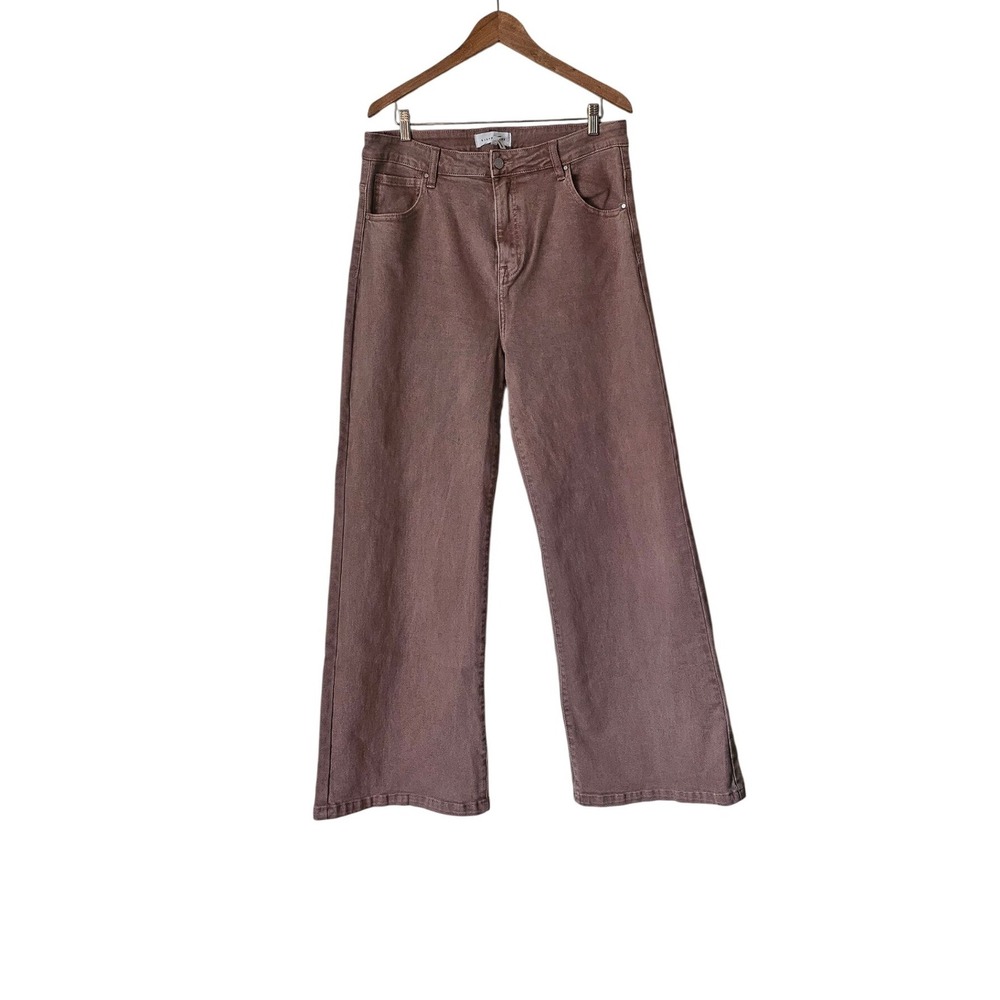 RISEN Jeans 1XL Mauve Dusty Rose High Rise Wide Leg Stretch Denim Boho Western